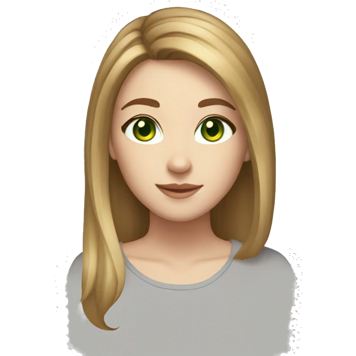 Girl white skin light brown hair flip hairstyle green eyes emoji