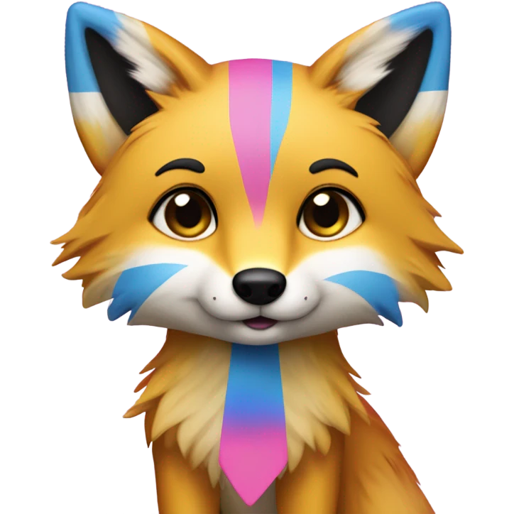 Cross fox pansexual flag emoji