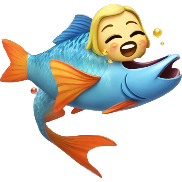 happy singing girlswimming crazy fish emoji