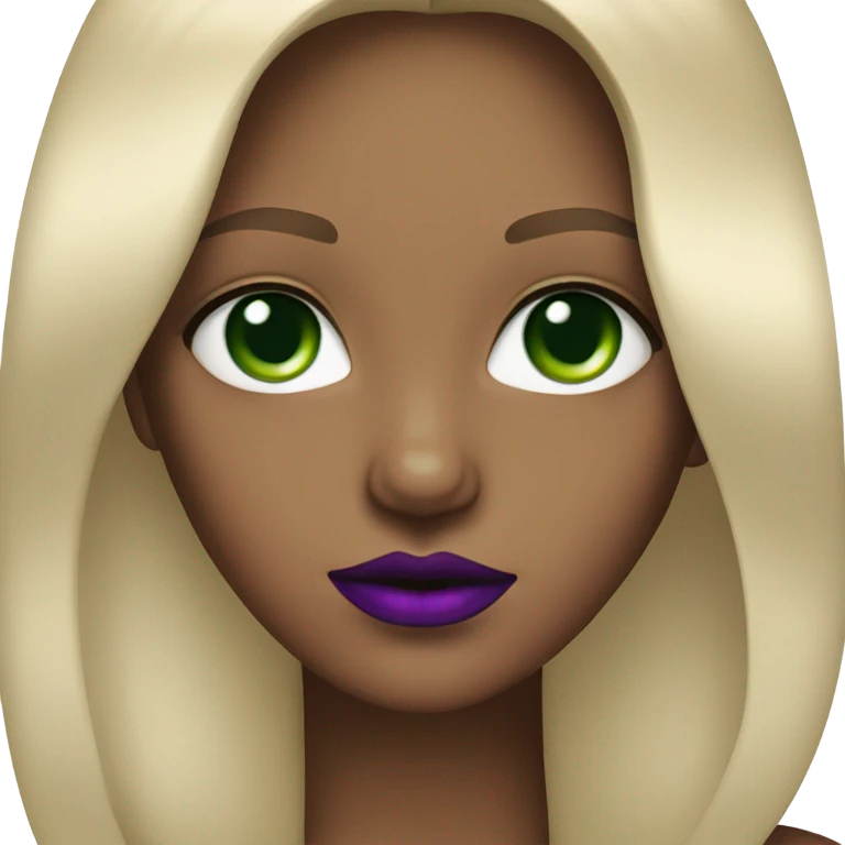 Straight short Ombré Blonde girl with Green eyes & purple lipstick emoji
