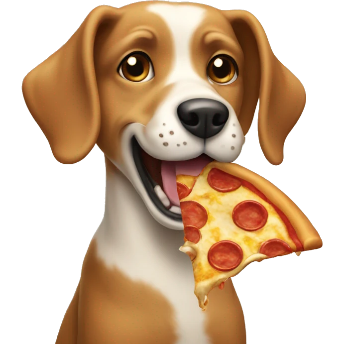 Dog eating a pizza emoji