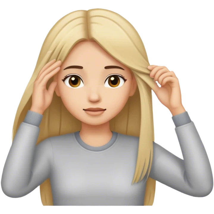 Chica pelo lacio arreglándose emoji