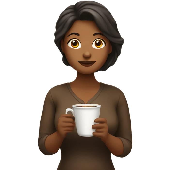 Brown woman reading the Bible while holding a cup of coffee emoji