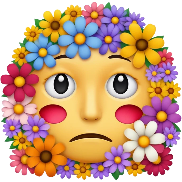 sad face made of flowers emoji