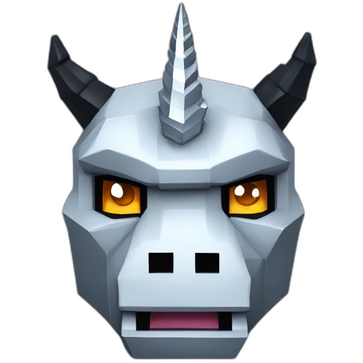Minecraft Black Godzilla Head With Diamond Unicorn Horn and Lazer Eyes emoji