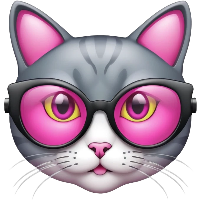 cat-eye shaped safety glasses with bright pink lenses, fashionable protection emoji