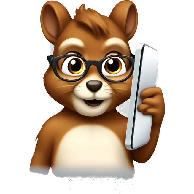 squirrel on the phone with glasses emoji
