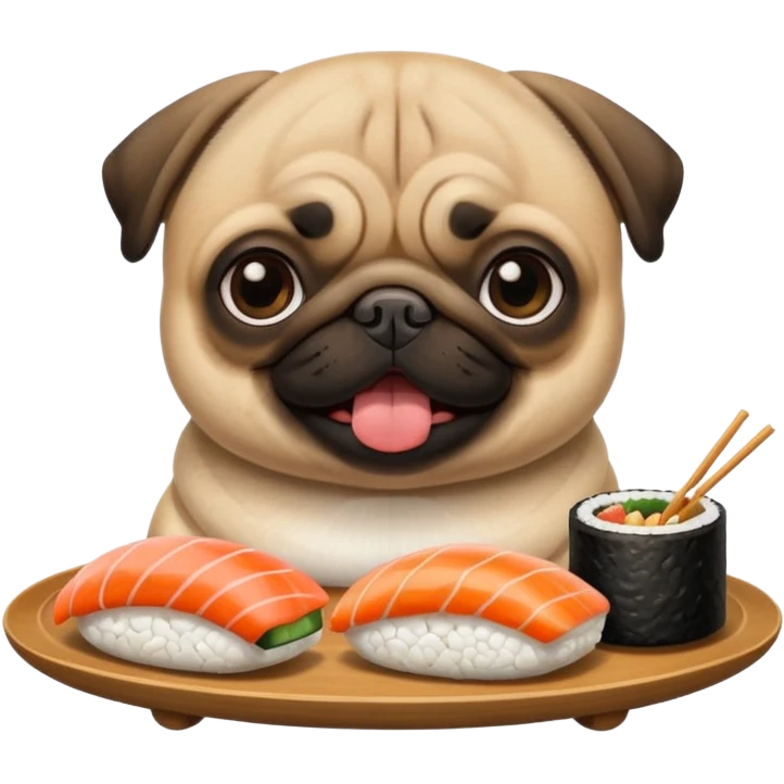 pug eating sushi emoji