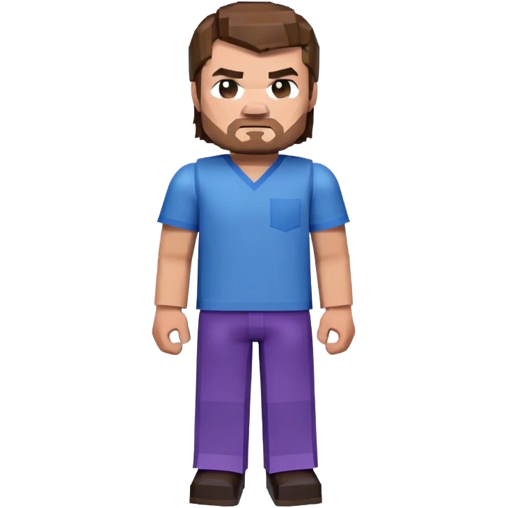 Jack Black as Minecraft Steve, blocky character with brown hair, blue shirt, and purple pants emoji