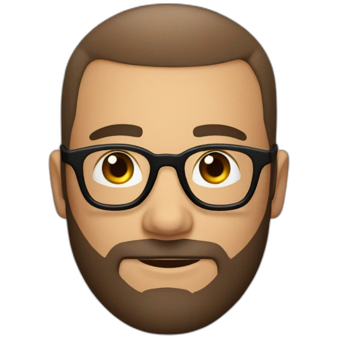 beard and buzzcut hair, brown male focus with glasses  emoji