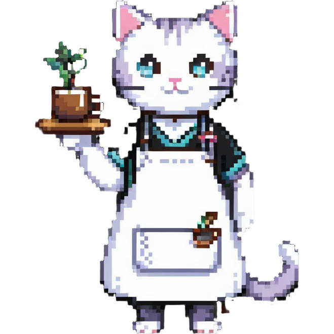 cat barista with apron emoji