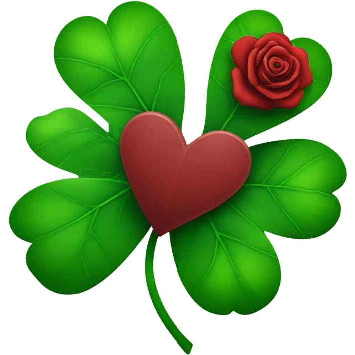 Shamrock and red rose emoji