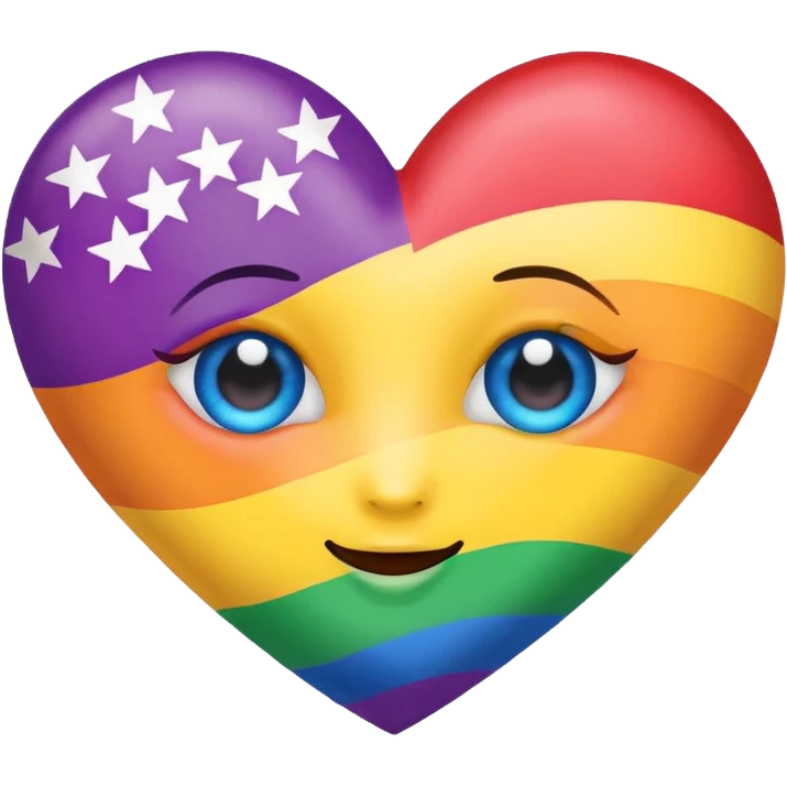 Heart eye emoji with pride flags instead of the hearts emoji