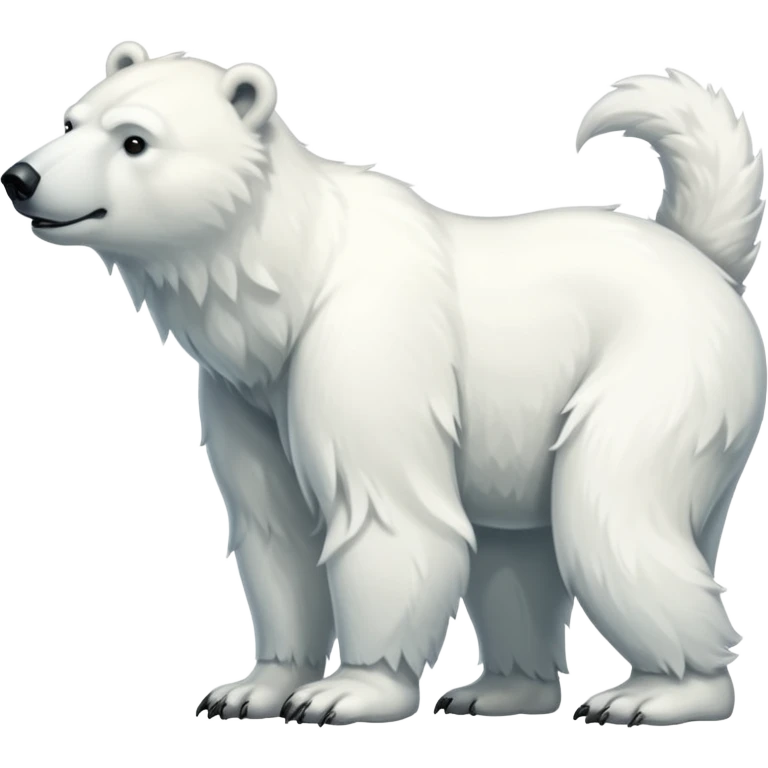 Polar bear with a wolf’s tail, fluffy neck fur, and long downward pointing tusks emoji