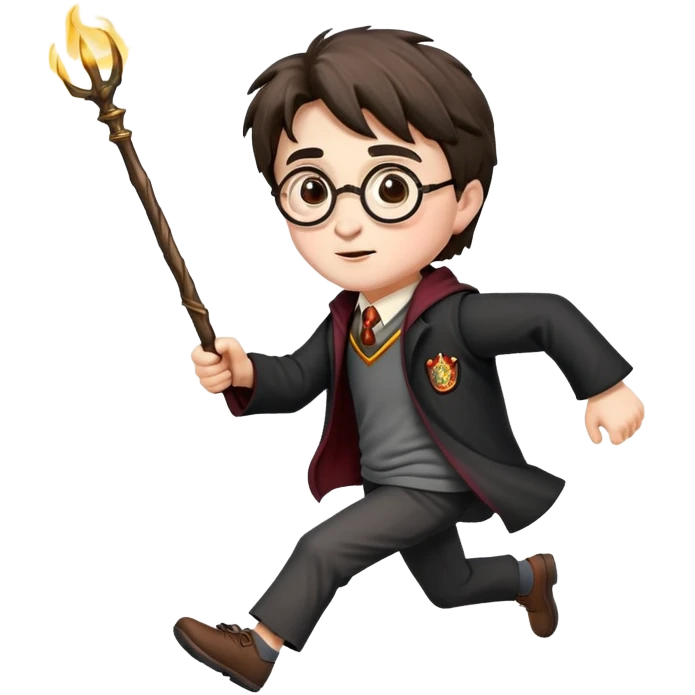 Harry Potter running with his wand emoji