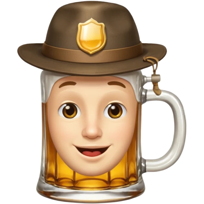 Erstelle das Emoji "zwinkerndes Gesicht" mit Bierkrug und Hut emoji