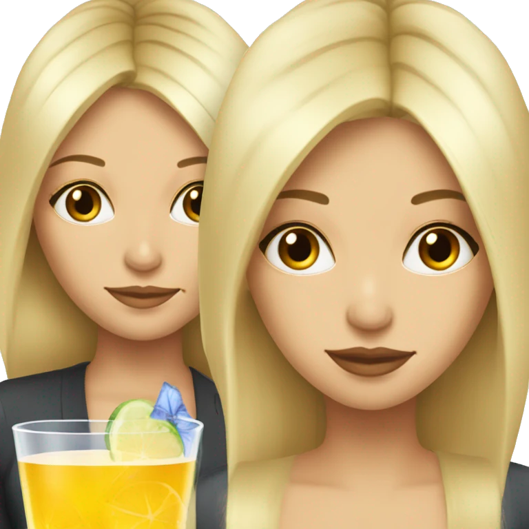 Blonde and straight hair girl sustaining cocktail emoji
