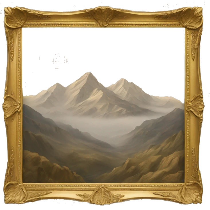 Drawing of mountains in Gold frame  emoji