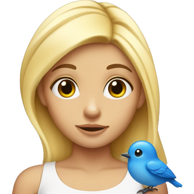 Blond girl with little blue bird on her head emoji