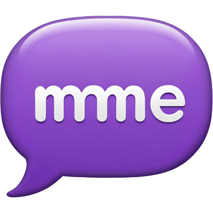 Purple Speech bubble sticker that says "me" in white letters  emoji