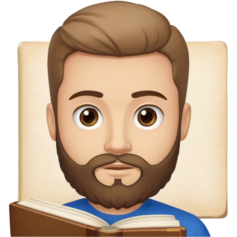 A young man witch an italian beard, who is greek's and latin teacher holding a dictionary and saying '¡Vivan las clásicas!' emoji