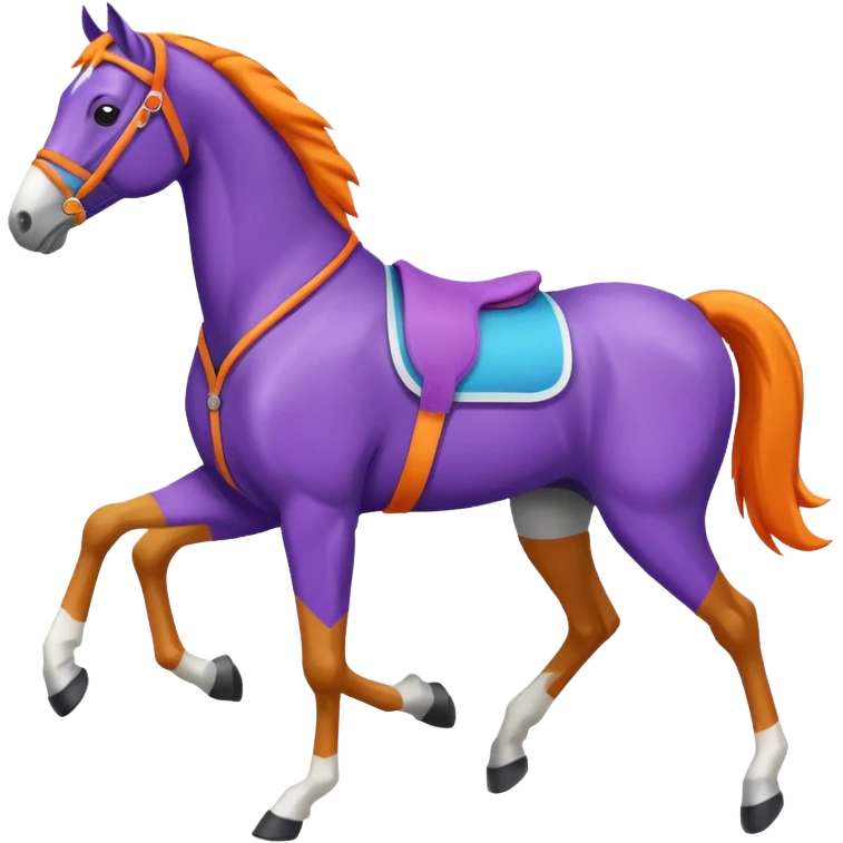 ok créée moi une emoticone simple pour une athletes d'endurance ( horse ) et un pour un endurance Horse - couleur dans ces tons violet, orange , blanc et assure toi du nombre de patte correct ( 4 ) emoji
