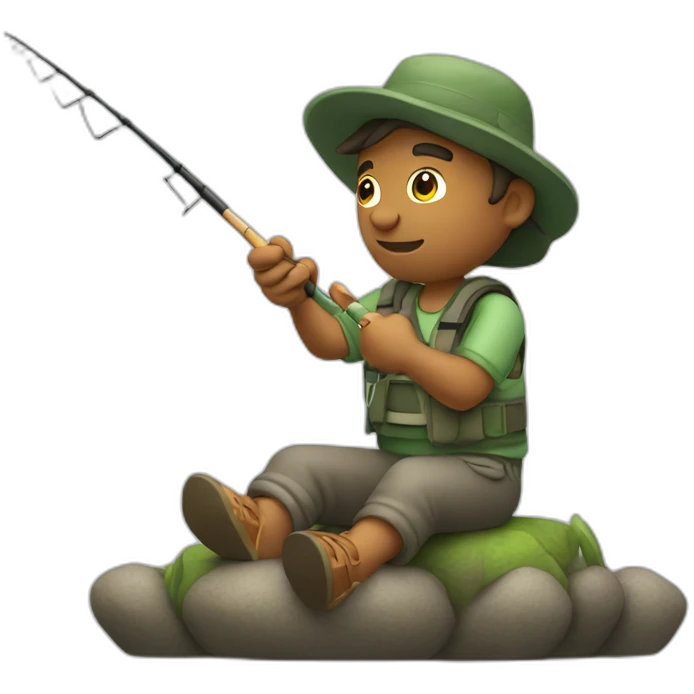 Guy fishing with a fishing Rod emoji