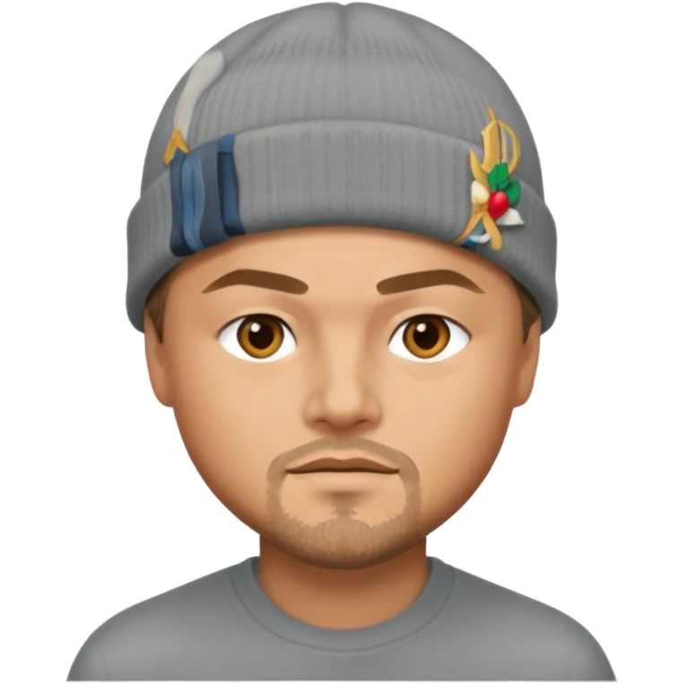 leonardo dicaprio wearing gray beanie emoji