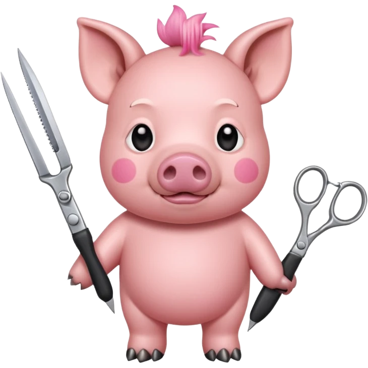 pig holding scissors emoji