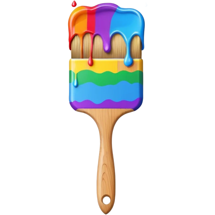 paint brush with raindow paint emoji