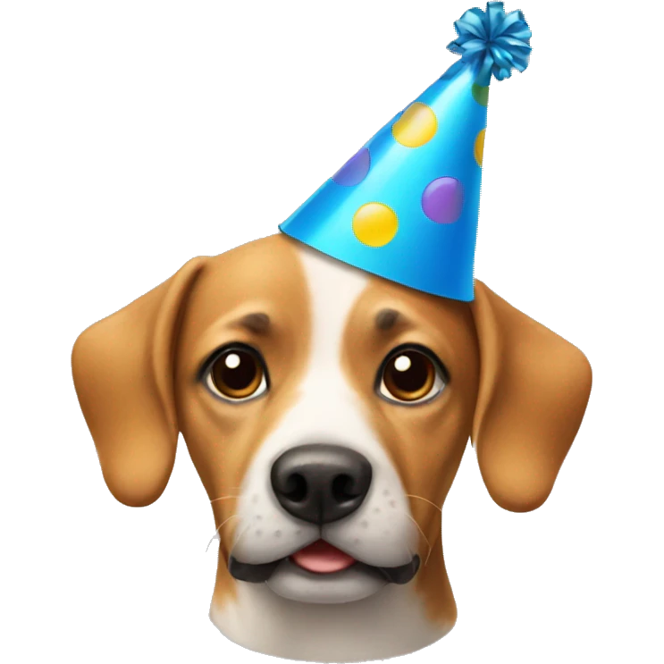 Dog with birthday cap emoji