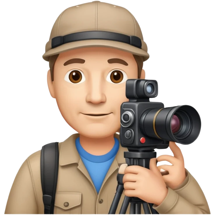 middle age male film producer with cap and professional camera emoji