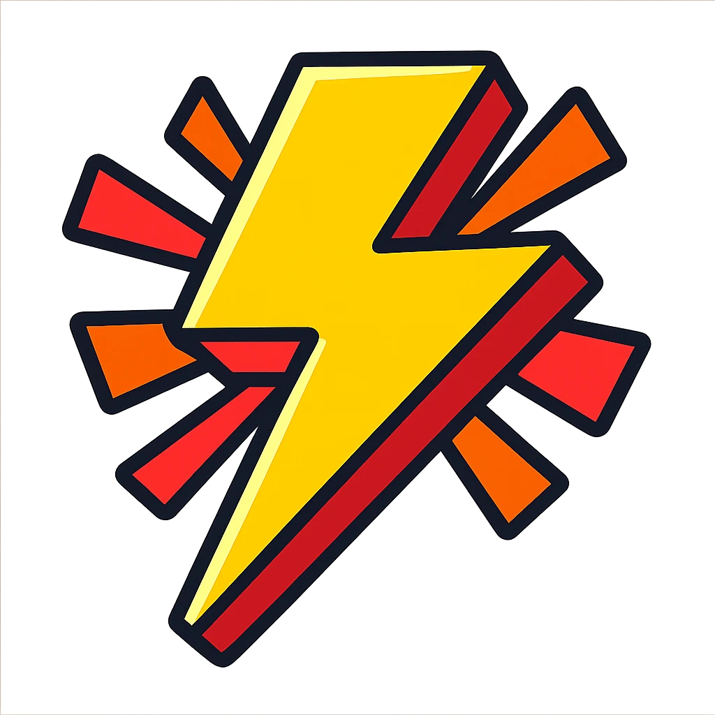 rayo, estilo cartoon vibrante, colores brillantes emoji