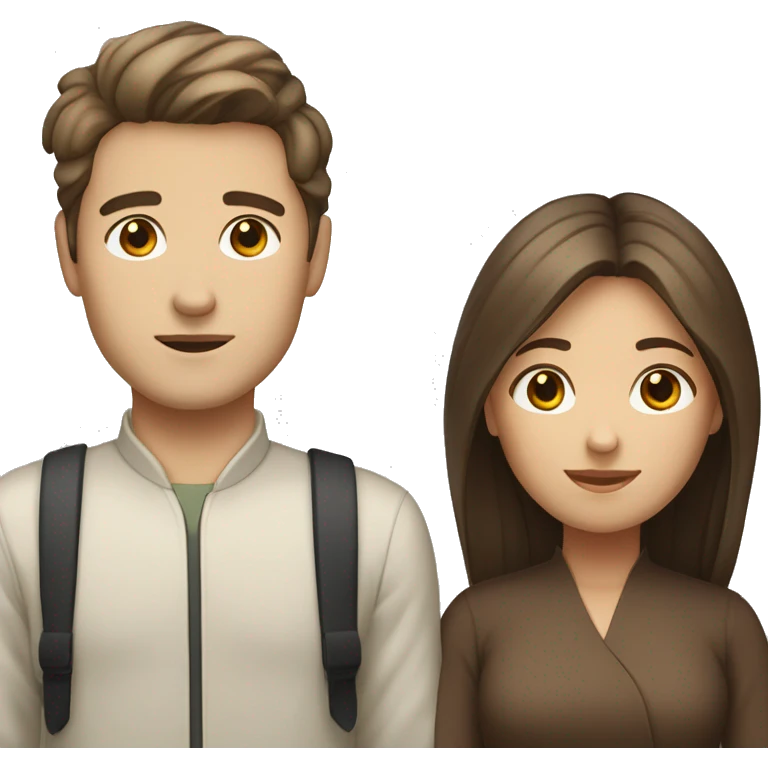 brown haired asian girl with straight hair and brown haired white guy with wavy hair emoji
