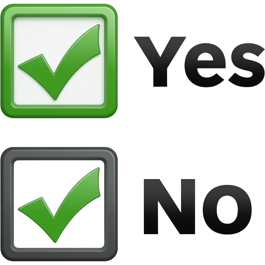 One check for yes, and two checks for no in a box emoji