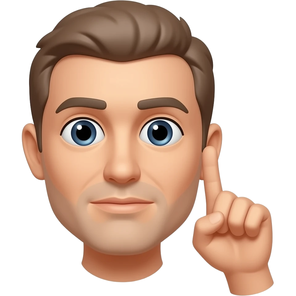 A light brown face with the first and second finger held up to the right ear and the tumb held on the lips like a phone emoji