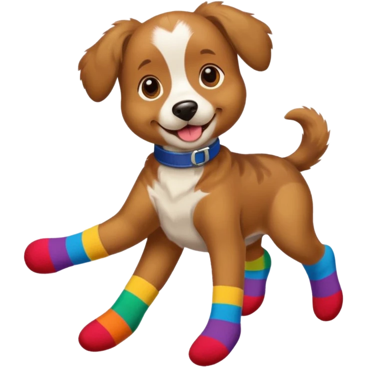 dog wearing colorful socks emoji