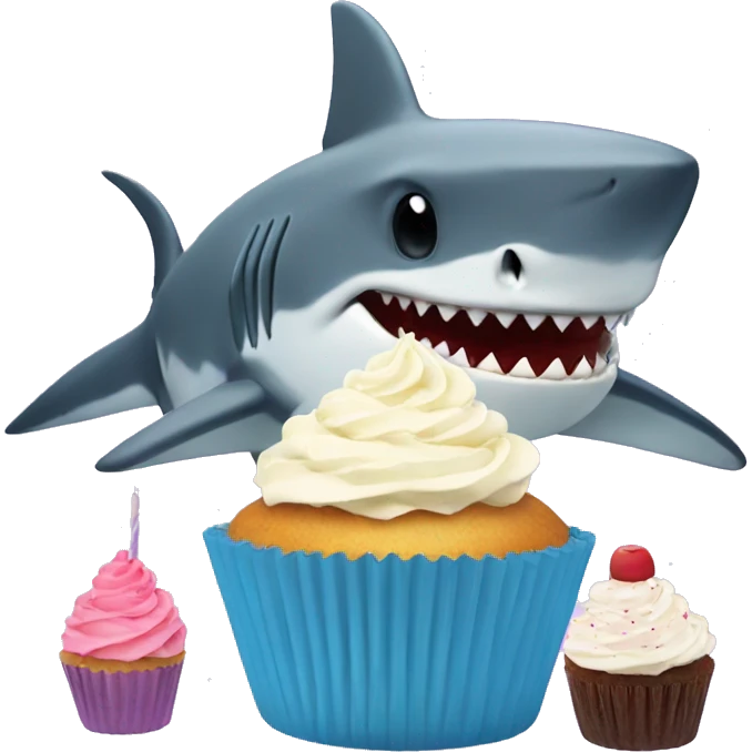 shark whit a cupcake emoji