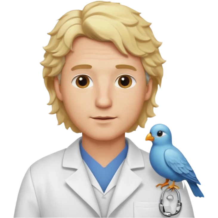 a blonde wavy hair man vet with a bird on his shoulder emoji