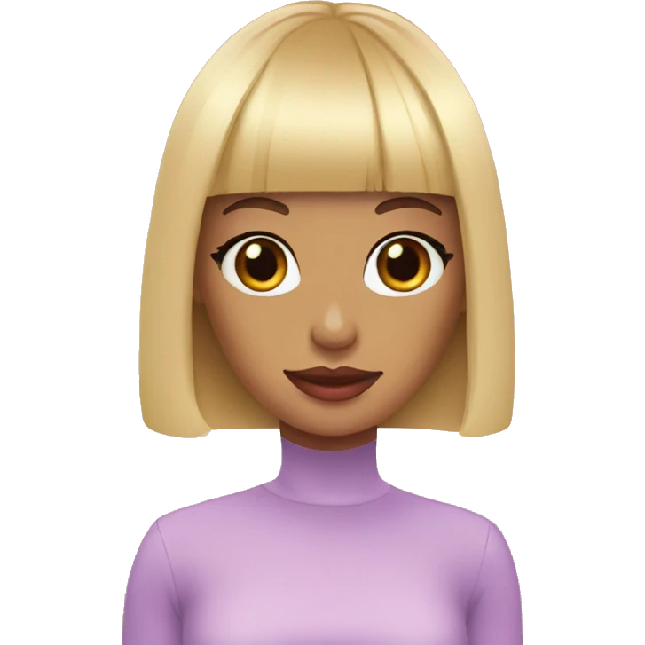 Blonde bangs bob pink lips emoji