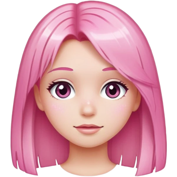 Girl with pink sparkly straight hair emoji