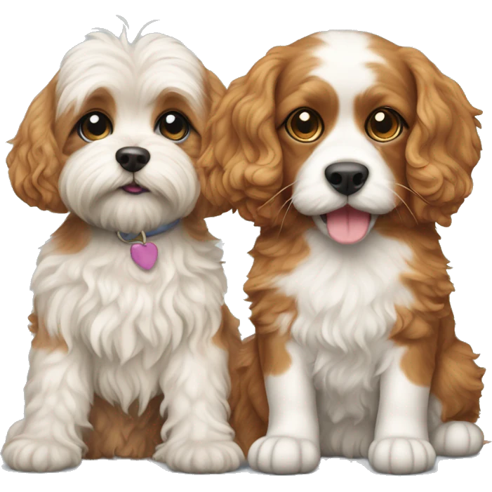 cavapoo dog next to calico cat emoji