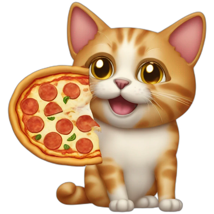 Cat mange de la pizza emoji