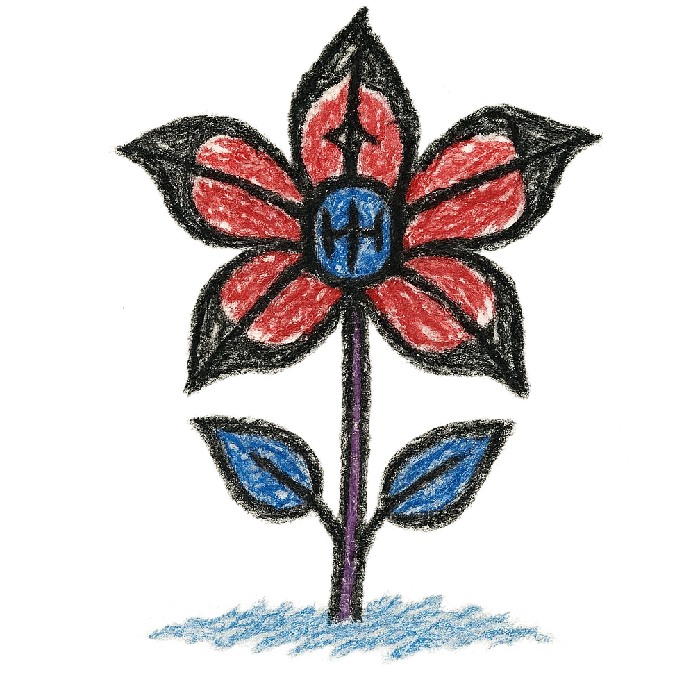 gothic flower, children doodle style emoji
