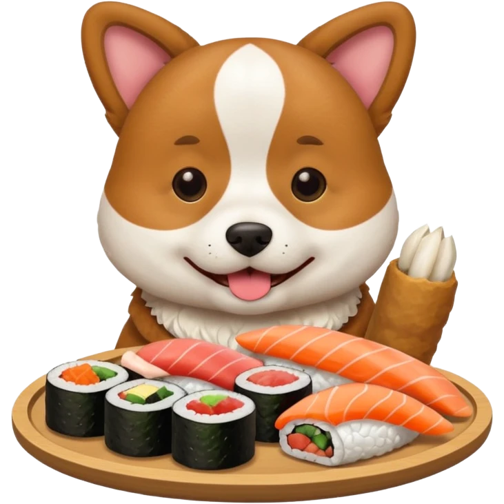dog eating sushi emoji
