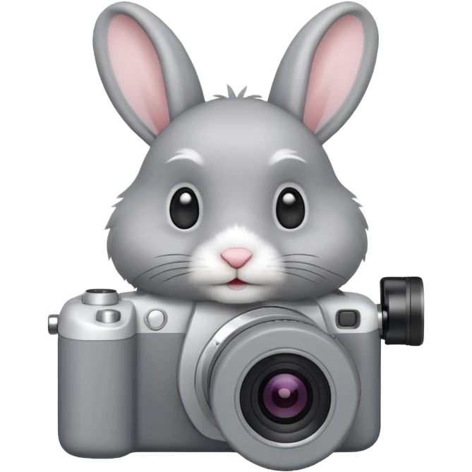 gray rabbit white camera emoji