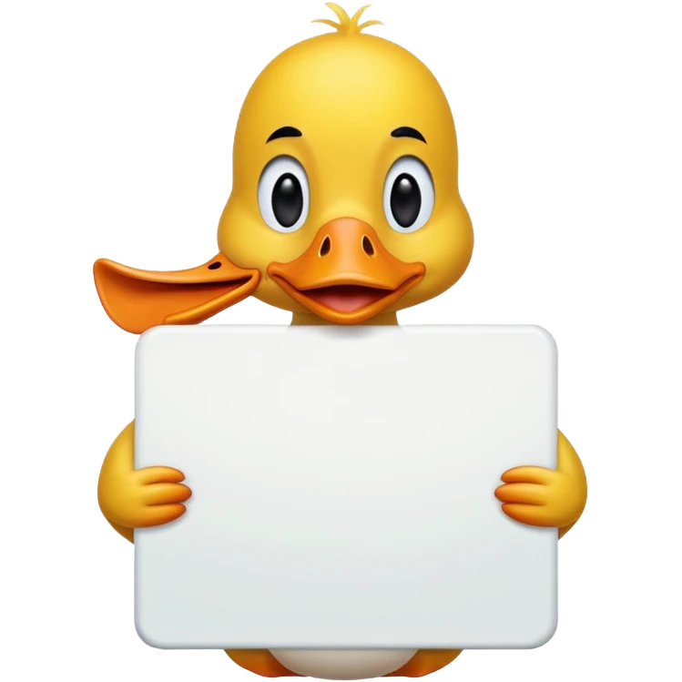 Duck holding large blank sign emoji