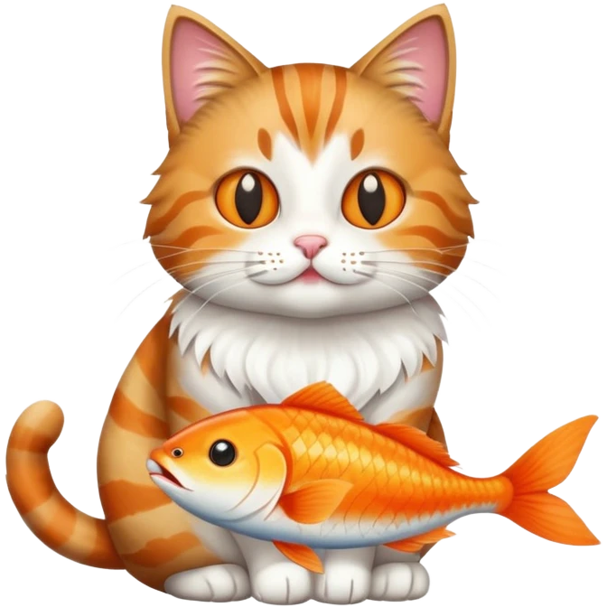 cat full body sitting with a fish in its mouth emoji