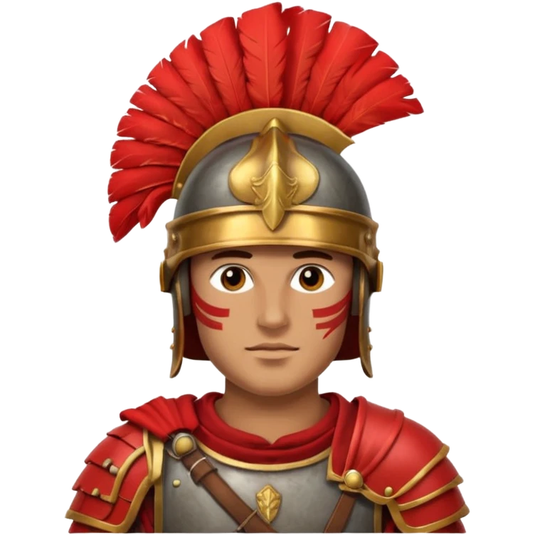 roman soldier head, detailed roman helmet with red plume emoji