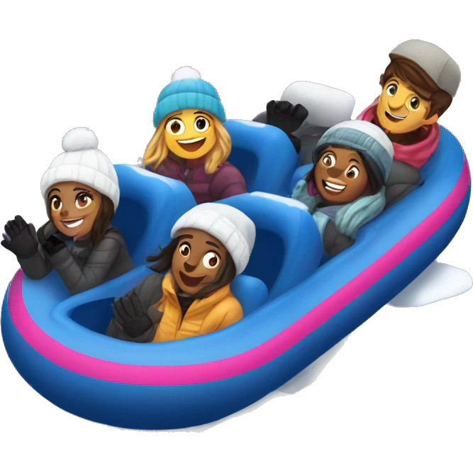 A group of friends is going snow tubing in Park city. It is a group of 5 girls and 4 boys, and one of the couples just gotten engaged. They are going snow tubing, but alongside them a group of parents are going bobsledding. emoji